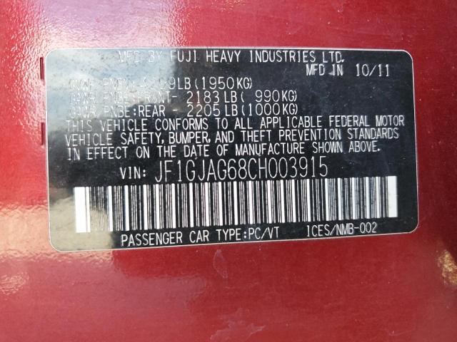 Photo 10 from auction – 2012 SUBARU IMPREZA LI with VIN JF1GJAG68CH003915