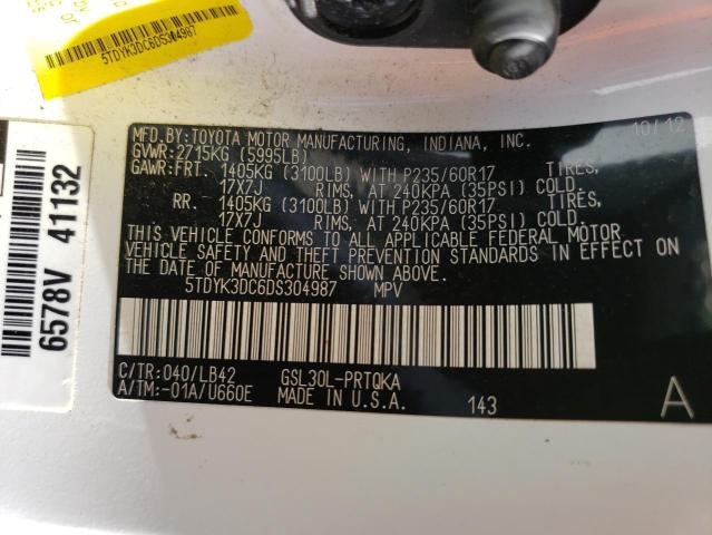 Photo 10 from auction – 2013 TOYOTA SIENNA XLE with VIN 5TDYK3DC6DS304987
