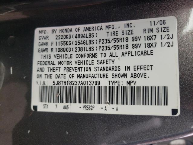 Photo 10 from auction – 2007 ACURA RDX with VIN 5J8TB18237A013799