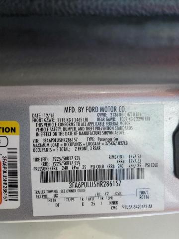 Photo 10 from auction – 2017 FORD FUSION SE with VIN 3FA6P0LU5HR286157