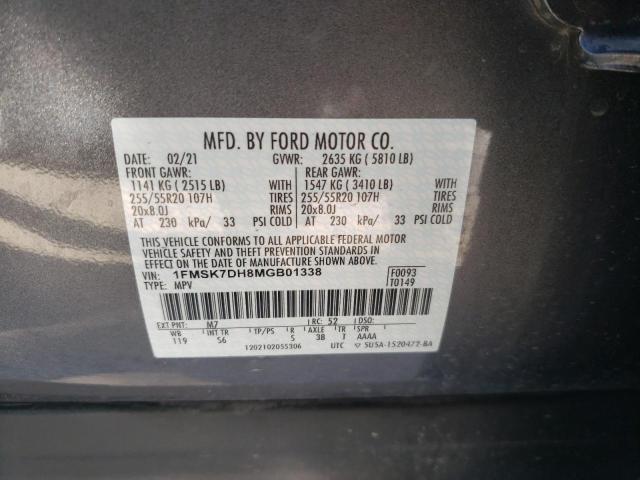 Photo 10 from auction – 2021 FORD EXPLORER X with VIN 1FMSK7DH8MGB01338