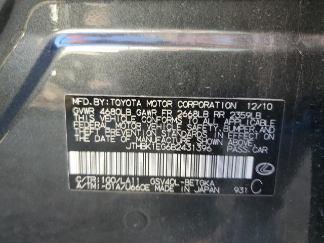 Photo 10 from auction – 2011 LEXUS ES 350 with VIN JTHBK1EG6B2431396