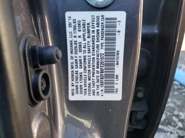 Photo 10 from auction – 2015 HONDA CIVIC EX with VIN 19XFB2F80FE201572