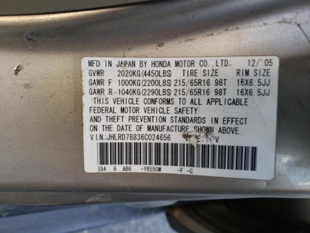Photo 10 from auction – 2006 HONDA CR-V EX with VIN JHLRD78836C024656