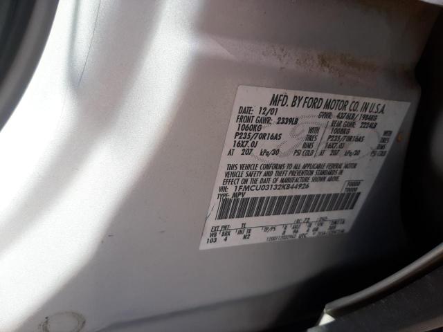 Photo 10 from auction – 2002 FORD ESCAPE XLT with VIN 1FMCU03132KB44926