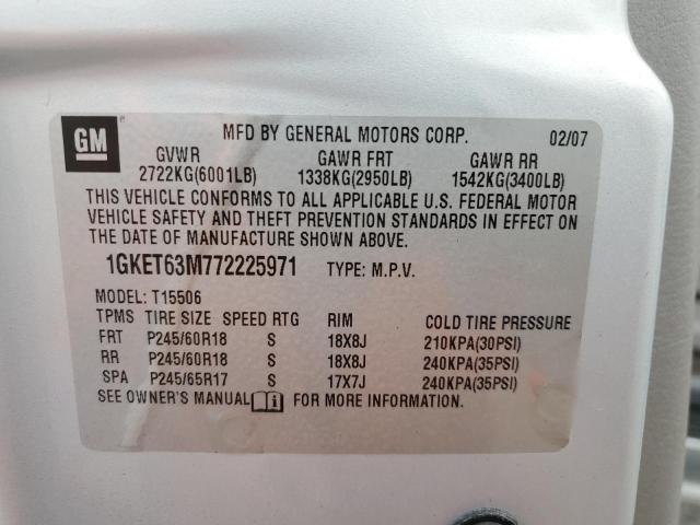 Photo 10 from auction – 2007 GMC ENVOY DENA with VIN 1GKET63M772225971
