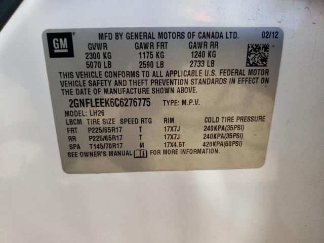 Photo 10 from auction – 2012 CHEVROLET EQUINOX LT with VIN 2GNFLEEK6C6276775