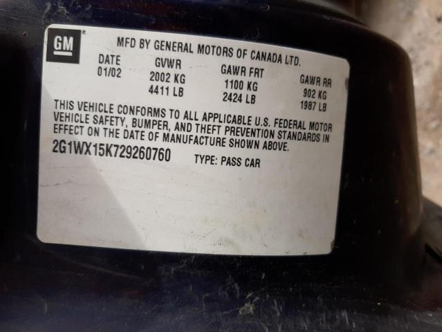 Photo 10 from auction – 2002 CHEVROLET MONTE CARL with VIN 2G1WX15K729260760