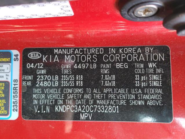 Photo 10 from auction – 2012 KIA SPORTAGE E with VIN KNDPC3A20C7332801