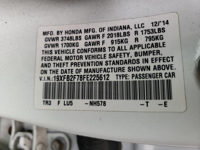 Photo 10 from auction – 2015 HONDA CIVIC SE with VIN 19XFB2F78FE225612