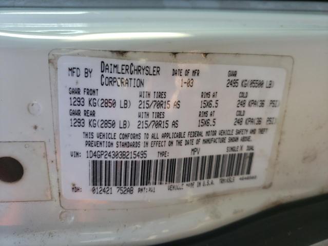 Photo 10 from auction – 2003 DODGE GRAND CARA with VIN 1D4GP24303B215495