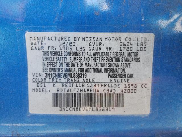 Photo 10 from auction – 2021 NISSAN VERSA SV with VIN 3N1CN8EV6ML838319