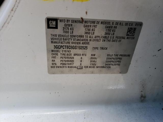 Photo 10 from auction – 2016 CHEVROLET SILVERADO with VIN 3GCPCTEC6GG192525