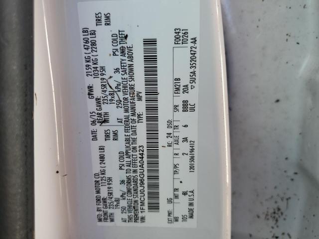 Photo 10 from auction – 2016 FORD ESCAPE TIT with VIN 1FMCU0J96GUA04423