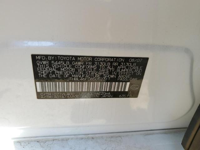 Photo 10 from auction – 2008 LEXUS LS 460 with VIN JTHBL46F085052311