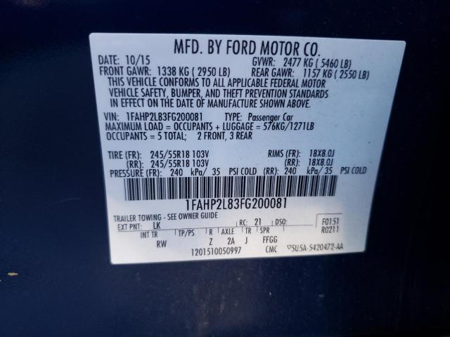 Photo 10 from auction – 2015 FORD TAURUS POL with VIN 1FAHP2L83FG200081
