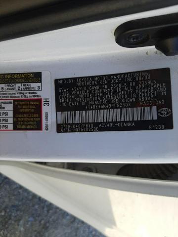 Photo 10 from auction – 2009 TOYOTA CAMRY BASE with VIN 4T4BE46K49R092103