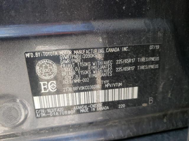 Photo 10 from auction – 2019 TOYOTA RAV4 LE with VIN 2T3B1RFV9KC036086