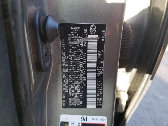 Photo 10 from auction – 2012 TOYOTA CAMRY BASE with VIN 4T1BF1FK9CU544754