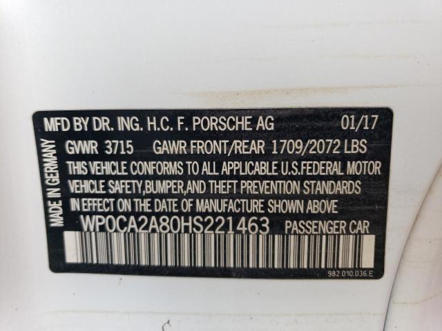 Photo 10 from auction – 2017 PORSCHE BOXSTER with VIN WP0CA2A80HS221463