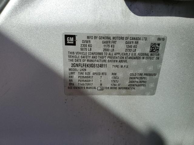 Photo 10 from auction – 2016 CHEVROLET EQUINOX LT with VIN 2GNFLFEK9G6124811
