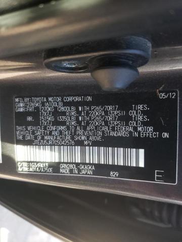 Photo 10 from auction – 2012 TOYOTA 4RUNNER SR with VIN JTEZU5JR7C5042576