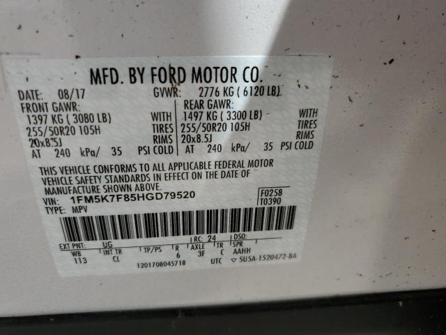 Photo 10 from auction – 2017 FORD EXPLORER L with VIN 1FM5K7F85HGD79520
