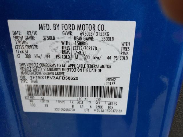 Photo 10 from auction – 2010 FORD F150 SUPER with VIN 1FTEX1EV3AFB58620