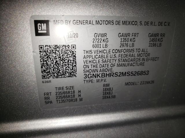 Photo 10 from auction – 2021 CHEVROLET BLAZER 2LT with VIN 3GNKBHRS2MS526853