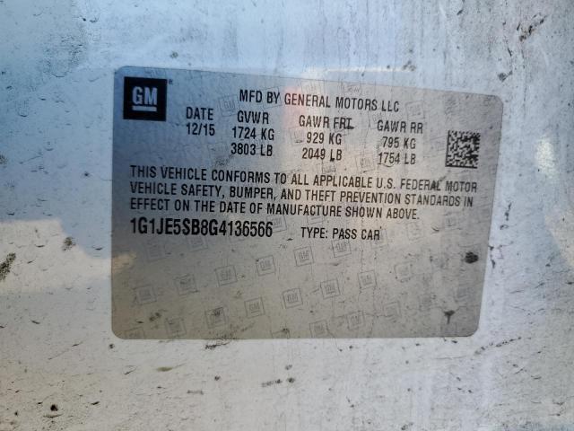 Photo 10 from auction – 2016 CHEVROLET SONIC LTZ with VIN 1G1JE5SB8G4136566