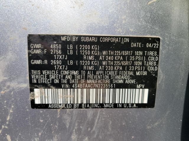 Photo 10 from auction – 2022 SUBARU OUTBACK with VIN 4S4BTAAC7N3235561