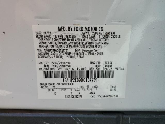 Photo 10 from auction – 2013 FORD TAURUS SEL with VIN 1FAHP2E80DG137791