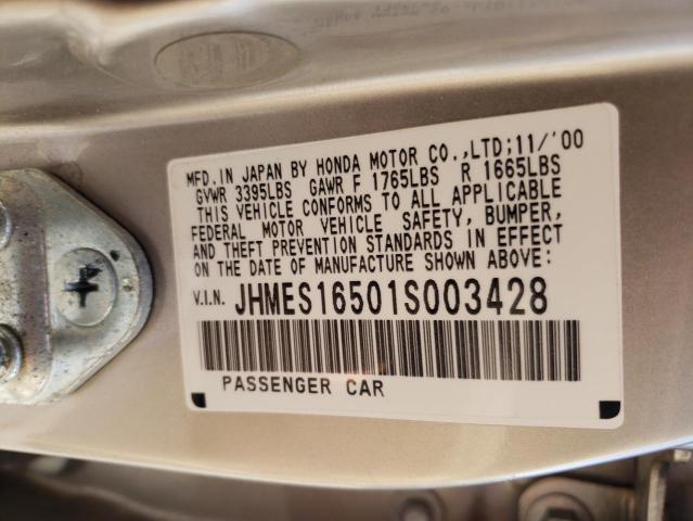 Photo 10 from auction – 2001 HONDA CIVIC LX with VIN JHMES16501S003428