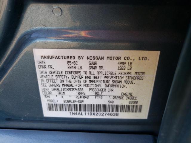 Photo 10 from auction – 2002 NISSAN ALTIMA BAS with VIN 1N4AL11DX2C274638