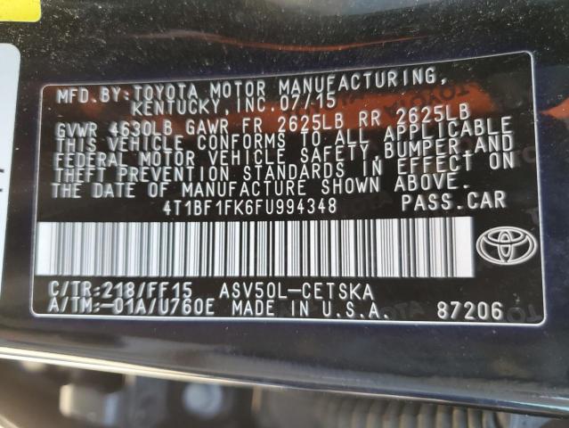 Photo 10 from auction – 2015 TOYOTA CAMRY LE with VIN 4T1BF1FK6FU994348