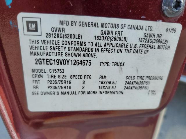 Photo 10 from auction – 2000 GMC NEW SIERRA with VIN 2GTEC19V0Y1264675