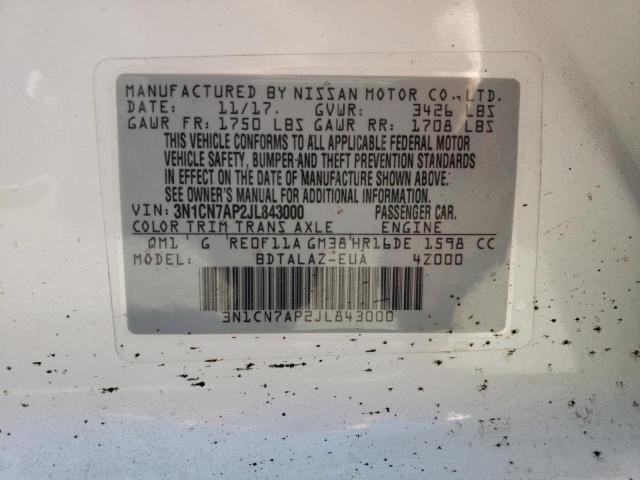 Photo 10 from auction – 2018 NISSAN VERSA S with VIN 3N1CN7AP2JL843000