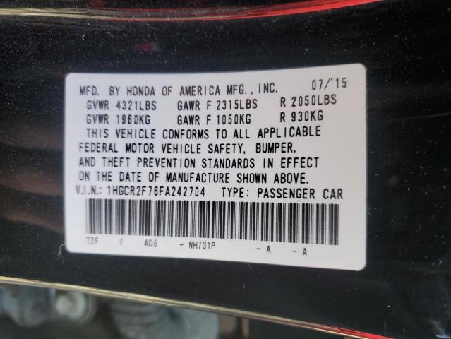 Photo 10 from auction – 2015 HONDA ACCORD EX with VIN 1HGCR2F76FA242704