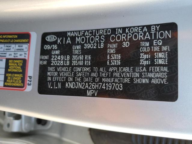 Photo 10 from auction – 2017 KIA SOUL with VIN KNDJN2A26H7419703