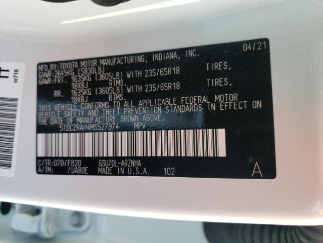 Photo 10 from auction – 2021 TOYOTA HIGHLANDER with VIN 5TDCZRAH4MS527974