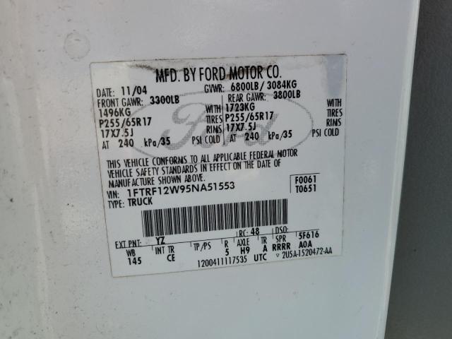 Photo 10 from auction – 2005 FORD F150 with VIN 1FTRF12W95NA51553