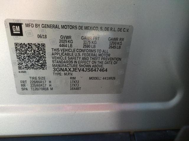 Foto 10 de la subasta – 2018 CHEVROLET EQUINOX LT con VIN 3GNAXJEV4JS647464