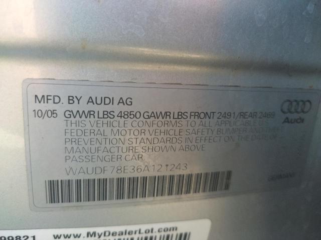 Photo 10 from auction – 2006 AUDI A4 2.0T QU with VIN WAUDF78E36A121243