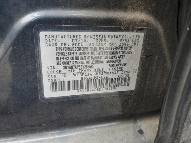Photo 10 from auction – 2014 NISSAN SENTRA S with VIN 3N1AB7AP5EY283580