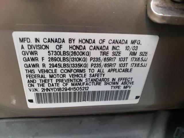 Photo 10 from auction – 2004 ACURA MDX with VIN 2HNYD18294H505212