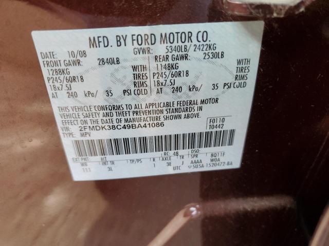 Photo 10 from auction – 2009 FORD EDGE SEL with VIN 2FMDK38C49BA41086