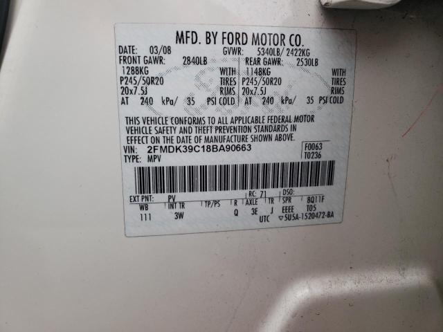 Photo 10 from auction – 2008 FORD EDGE LIMIT with VIN 2FMDK39C18BA90663