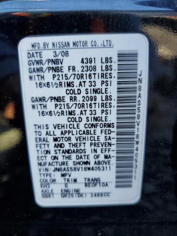 Photo 10 from auction – 2008 NISSAN ROGUE with VIN JN8AS58V18W405311