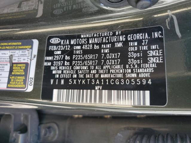 Photo 10 from auction – 2012 KIA SORENTO BA with VIN 5XYKT3A11CG305594