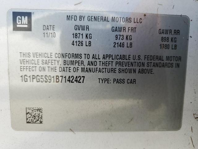 Photo 10 from auction – 2011 CHEVROLET CRUZE with VIN 1G1PG5S91B7142427